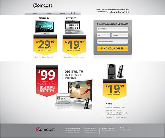 Comcast Provider Website Design