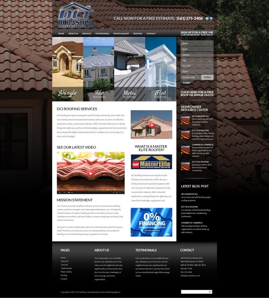 DCI Roofing Services Website